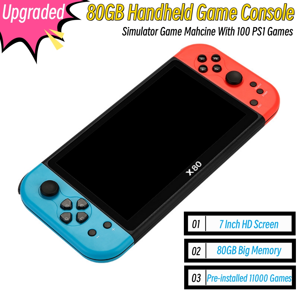 Gaming Console X80 - 80GB büyük ekran 7 inç elde